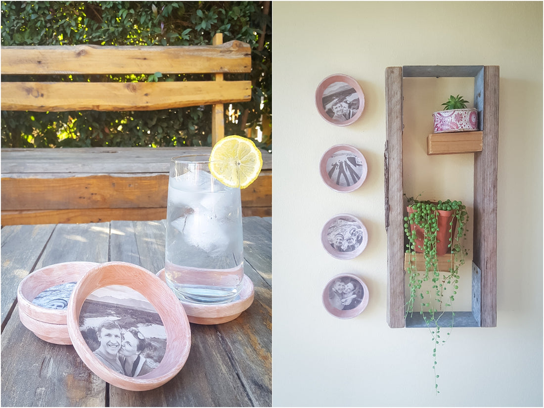 #MyHappyCrafts: Rustic Terra Cotta Photo Coasters/Wall Art